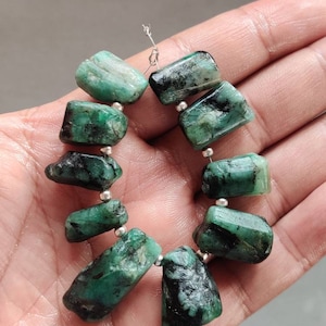 5 Piece Large Natural Side Drilled Emerald Raw/Untreated Drilled Emerald Gemstone Rough/Emerald Side Drilled Rough/7 to 20 Mm/1826