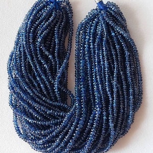 Burmese Blue Sapphire Rondelle Beads: Untreated Gemstone Strand (7&quot; Strand)