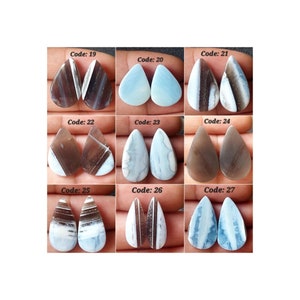 Superbe ! Paire de cabochons en forme de poire, opale bleue Owyhee/Paire d'opale bleue/Opale bleue Owyhee/Paire d'opale bleue assortie pour bijoux/Perçage gratuit/BO-C