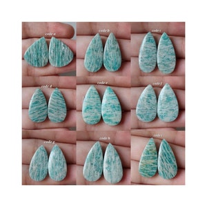 Paire de cabochons en forme de poire en amazonite naturelle/dos plat en amazonite/paire en amazonite semi-précieuse/sans perçage/AMZ-4