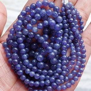 Top Quality! 4-6.5 MM Natural Blue Tanzanite Smooth Round Beads/Smooth Beads/Tanzanite Round Balls/Semi Precious Beads for Jewelry/RJS-110