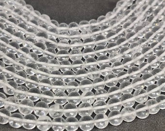 Clear Quartz Crystal Round Beads: 6-6.5mm, 13.5 Inch Strand