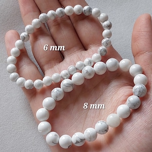 Howlite Bracelet/Howlite Beaded Bracelet/Howlite Gemstone Bracelet/Stretchable Bracelet/Prosperous Bracelet/6,8 MM/ RJS-422
