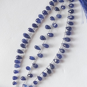 Awesome! 20 pcs Blue Sapphire Faceted Teardrop Briolette/Precious Sapphire Faceted Teardrop Beads/Natural Blue Sapphire Beads/BST-C