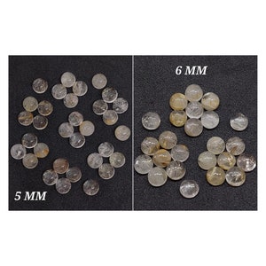 5 peças, 5 e 6 mm tamanho natural dourado rutilado quartzo redondo liso cabochão/calibrado liso dourado rutilado quartzo cabochões/CBN-011