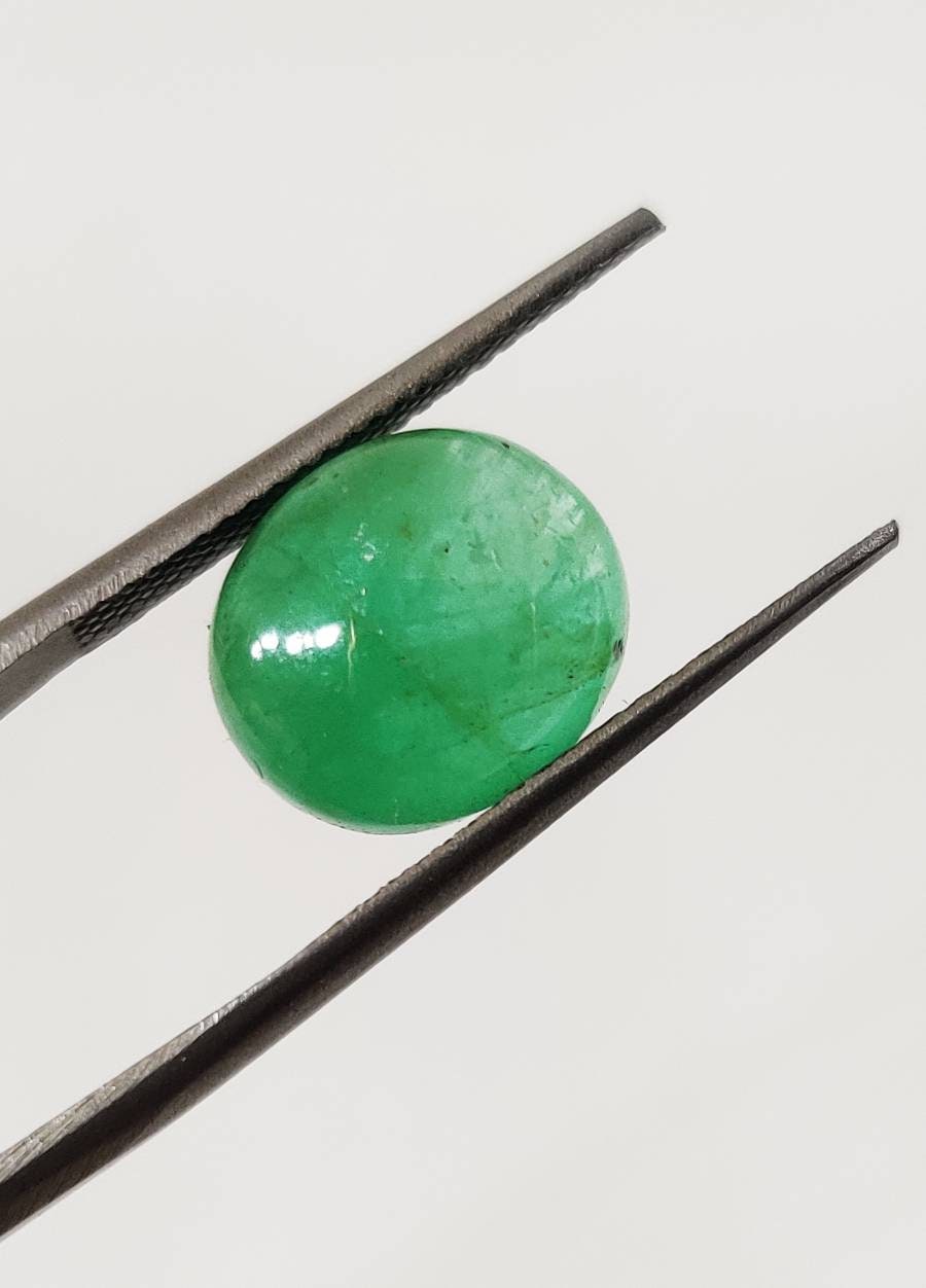 5.90 Carat Natural Emerald Cabochon Emerald Gemstone Oval Shape Cabochon Flat Back AAA+ Quality Emerald Loose Gem stone