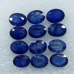Blå safir ädelstenar, fasetterad oval slipning (2 stycken, 6 x 8 mm) bild 7