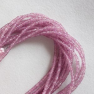 Pink Sapphire Faceted Rondelle Beads: Precious Gemstone Jewelry, 8&quot; Strand