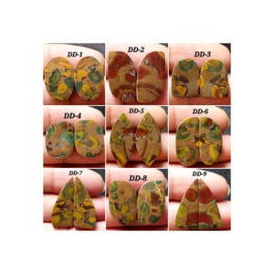 Par de cabochões de jaspe natural de frutas em formato misto/par de pedras semipreciosas para brinco/par de cabochões de jaspe extravagante/perfuração gratuita/FJ-DD