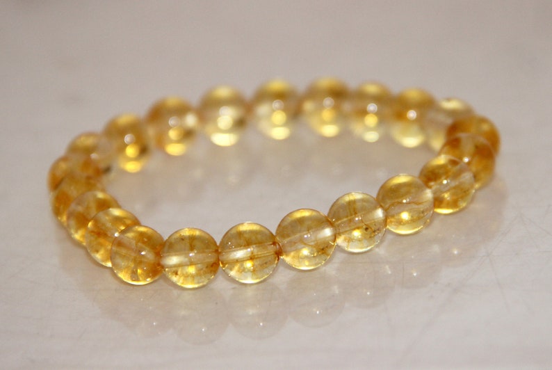 Stretch Beaded Bracelet Handmade Bracelet Citrine Beaded Bracelet Beaded Gemstone Bracelet Crystal Bracelet Simple Beaded Bracelet