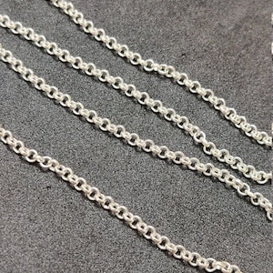 Cadena / Cadena de cable redonda / Cadena terminada / 925 Cadena de plata de ley con bloqueo redondo / 18 pulgadas / Cadena redonda de 3 MM / para colgante / para pulsera