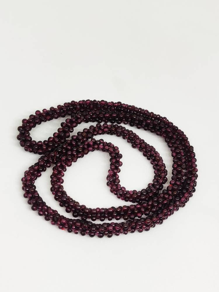 Garnet Rope Necklace Beaded Garnet Necklace Handmade - Etsy