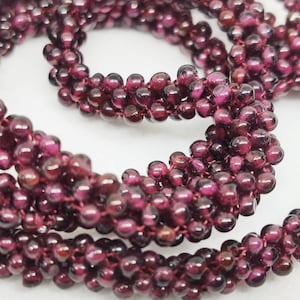 Garnet Rope Necklace , Beaded Garnet Necklace , Handmade Necklace, Garnet Gemstone Necklace ,26 Inch Length,6 Mm Width