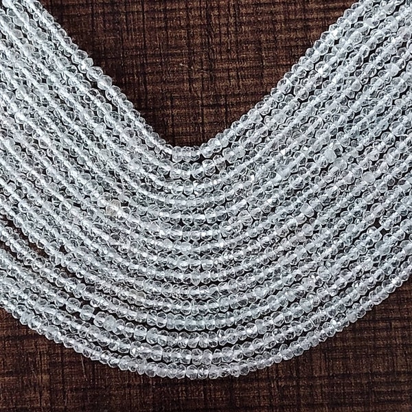 AAA+ Natural White Topaz Faceted Rondelle Beads/Topaz Beads/White Topaz Rondelle beads/Topaz Faceted beads/White Topaz/3,3.5 Mm/13"Strand