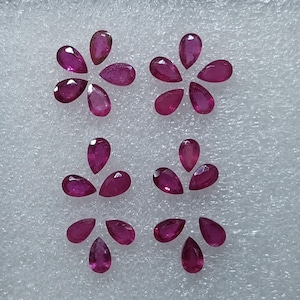 10 AAA Natural Ruby Gemstones: Faceted Pear Cut, 5x3 mm
