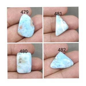 Natürlicher Larimar Cabochon / Delphin Stein / Blauer Pektolith / Atlantis Stein / Ausgefallene Form / Flacher Rücken Stein / Dominikanische Republik Larimar / Larimar kristall