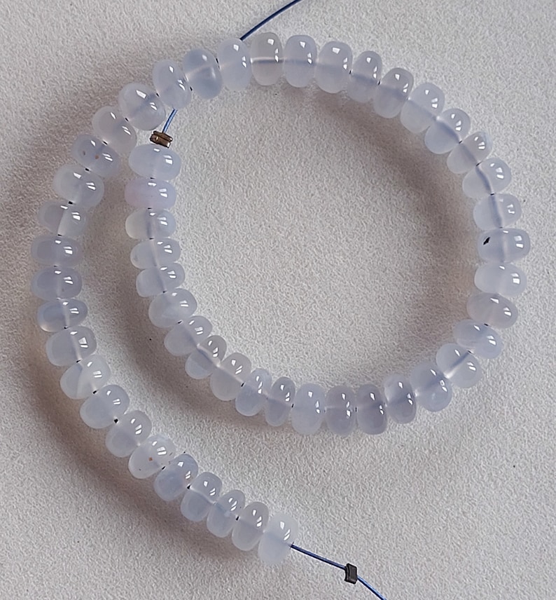 Aqua Chalcedony Rondelle Beads: 6.5mm Smooth Gemstone Strand/ RJS-030 image 8