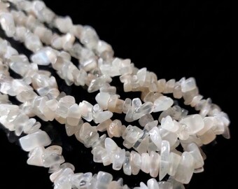 35" inch White Moonstone Chips Strand/Moonstone Chips/White Moonstone Smooth Unshaped Beads/Beading Supplies/5-10 mm