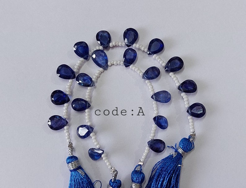 Superb 10 Pcs, 4x6-7x9 Mm Natural Blue Sapphire Side Drilled Faceted Pear Shape Briolette/Precious Gemstone/Blue Sapphire Cut Stone/2467 image 1