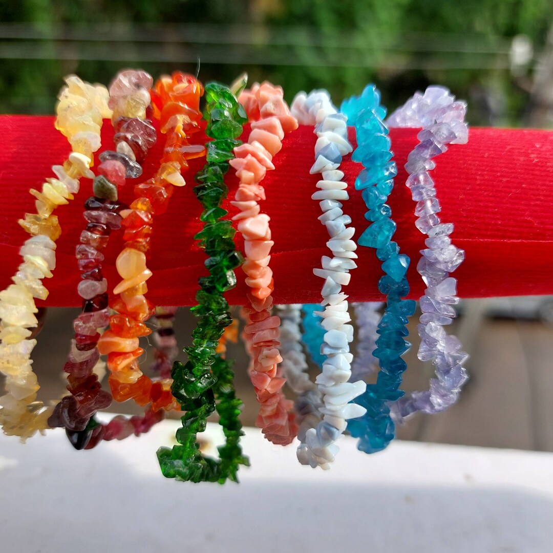 Gemstone Bracelets For Women Handmade Natural Gemstone Stretchy Bracelet – Mixed Crystal Chip Beads For Healing, Reiki, Chakra Gemstone Stretch - Foto 7