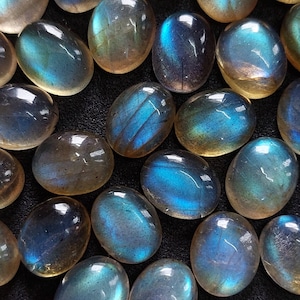 8x10 Mm 2 Pieces Natural Blue Labradorite Gemstone , Blue Labradorite Cabochon ,Oval Shape,Blue Flashy Labradorite ,Calibrated ,Flat Back