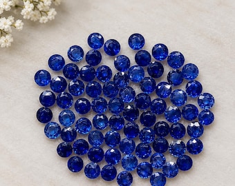 10 stycken, 3-6 mm naturlig blå safirslipad sten/Fasettslipad blå safir/Ädelsten med blå safir/Rund form/Smyckestillverkningssten/RJS-546