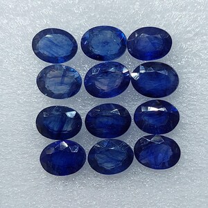 Blå safir ädelstenar, fasetterad oval slipning (2 stycken, 6 x 8 mm) bild 3