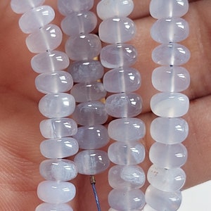 Aqua Chalcedony Rondelle Beads: 6.5mm Smooth Gemstone Strand/ RJS-030 image 2