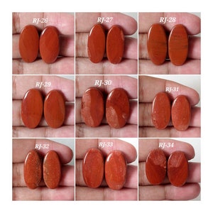 Mooi! Rode Jasper Cabochon Paar/Cabochon Paar/Jaspis Cabochon/Jaspis Cabochon Paar/Losse Edelsteen/Bijpassend Paar/Ovale vorm/RJ-D