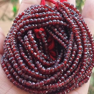 Red Garnet Faceted Rondelle Beads: Natural Gemstone Strand (12 Inch)