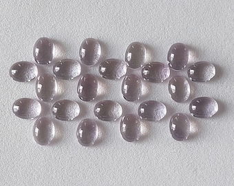 Pink Amethyst Cabochons: 6x8mm Oval Gemstones, 5 Pcs