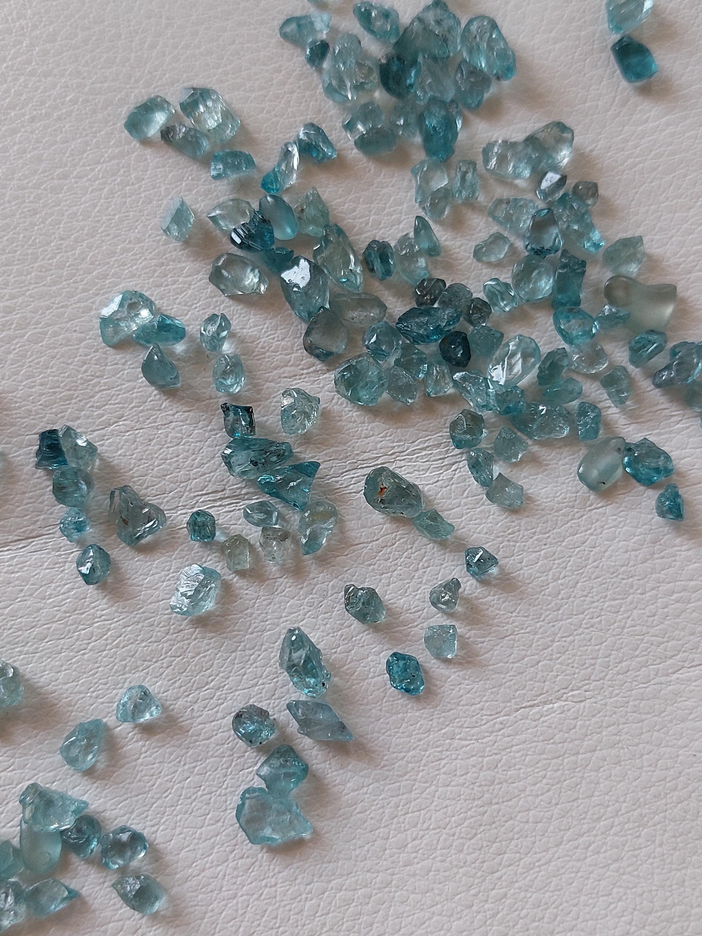 50 Blue Zircon Raw Crystals: Natural Rough Gemstones (3-5mm) 1846
