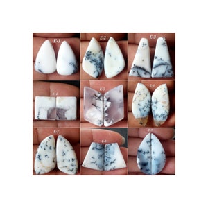 Paire de cabochons d'opale dendrite naturelle de forme fantaisie/paire assortie de gemmes d'opale dendrite de forme mixte/paire d'opale de dendrite pour bijoux/perçage gratuit/DO-E