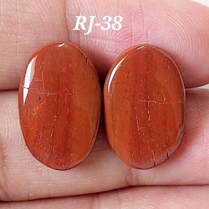 Oval Shape Red Jasper Pair/Jasper Cabochon Pair/Jasper Pair/Loose Gemstone/Spiritual Stone/Healing Crystal/Matching Pair for Jewelry/RJ-E