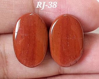 Oval Shape Red Jasper Pair/Jasper Cabochon Pair/Jasper Pair/Loose Gemstone/Spiritual Stone/Healing Crystal/Matching Pair for Jewelry/RJ-E