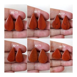 Paire de cabochons en jaspe rouge forme poire/Paire de cabochons/Cabochons en jaspe/Paire de cabochons en jaspe/Pierres précieuses en vrac/Paire assortie/Forme poire/RJ-I