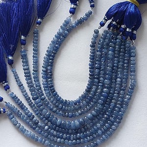 Rondelle kralen Birmablauwe saffier: 5-7,5 mm, snoer 8 inch