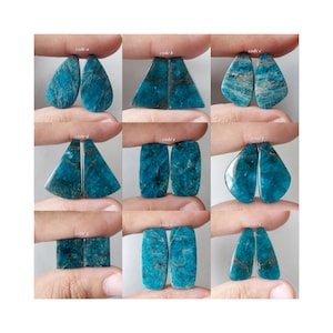 Paire de cabochons fantaisie néon apatite naturelle/Apatite néon dos plat/Paire apatite néon semi-précieuse/sans perçage/NA-5