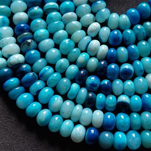 Gorgeous! 7.5 MM Cyan Blue Shaded Opal Smooth Rondelle Beads/Blue Opal Plain Beads/Semi Precious Beads/Loose Opal Beads for Jewelry/RJS-678
