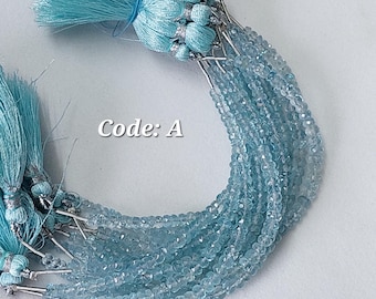 3.5-7 mm /Natural Blue Aquamarine Faceted Rondelle/Aquamarine Faceted Beads/Semi Precious Beads/Aquamarine Rondelle/5 inches/2674
