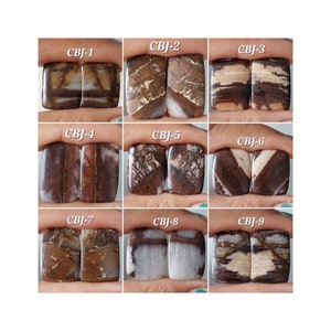 Paire de coussins assortis en jaspe café naturel/paire de cabochons en jaspe café/paire de pierres précieuses/cabochon jaspe café/cristal curatif/CBJ-A