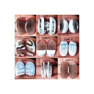 Paire de cabochons ovales en forme d'opale bleue Owyhee naturelle/Paire d'opale bleue/Opale bleue Owyhee/Paire assortie d'opale bleue pour bijoux/Perçage gratuit/BO-A