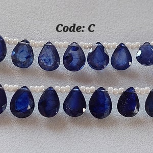 Superb 10 Pcs, 4x6-7x9 Mm Natural Blue Sapphire Side Drilled Faceted Pear Shape Briolette/Precious Gemstone/Blue Sapphire Cut Stone/2467 image 10