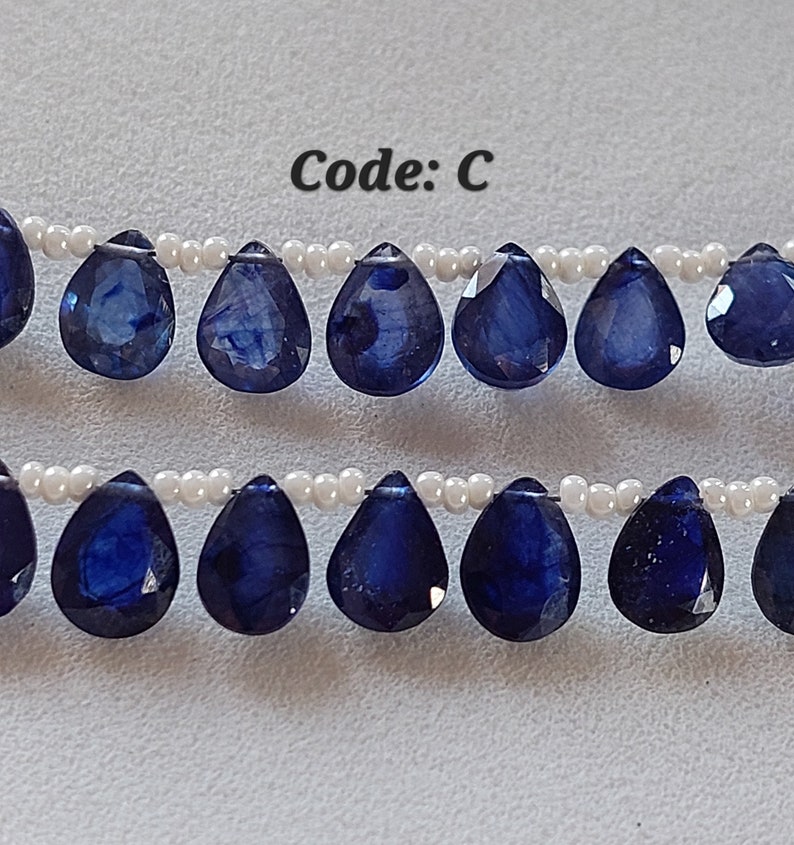 Superb 10 Pcs, 4x6-7x9 Mm Natural Blue Sapphire Side Drilled Faceted Pear Shape Briolette/Precious Gemstone/Blue Sapphire Cut Stone/2467 image 10