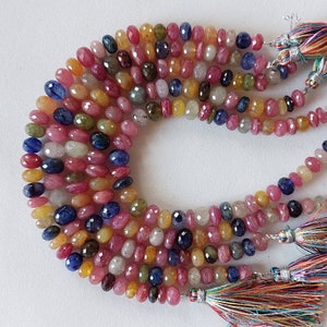 Multi Precious Faceted Rondelle Beads/Multi Color Ruby Blue Sapphire Yellow Sapphire Faceted Beads/Multi Sapphire Beads/7-8.5 mm/8&quot; strands