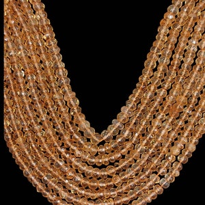 Citrine Faceted Rondelle Beads: Natural Gemstone Strand (14 inch, 5-5.5 mm)