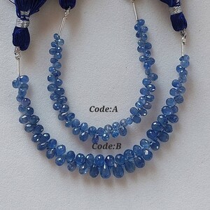 Burmese Blue Sapphire Faceted Teardrop Briolette/ Burmese Blue Sapphire Faceted Teardrop Beads/Sapphire Beads/Gemstone Beads/4&#39;&#39;Strand
