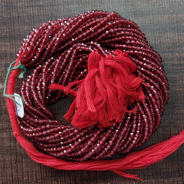 Rondelle sfaccettate di granato rosso di alta qualità/rondelle di pietre preziose di granato/perline sfaccettate rotonde/2 mm,3 mm/1 filo/prezzo di vendita intero 13" lunghezza del filo