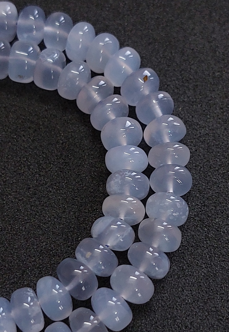 Aqua Chalcedony Rondelle Beads: 6.5mm Smooth Gemstone Strand/ RJS-030 image 3