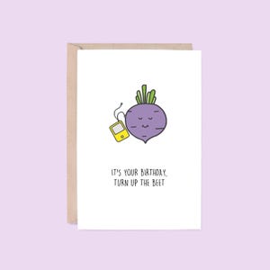 Turn Up The Beet Greeting Card | Beetroot (Birthday Card, Food Birthday Card, Kids Birthday Card, Funny Card, Pun Card, Music Lover)